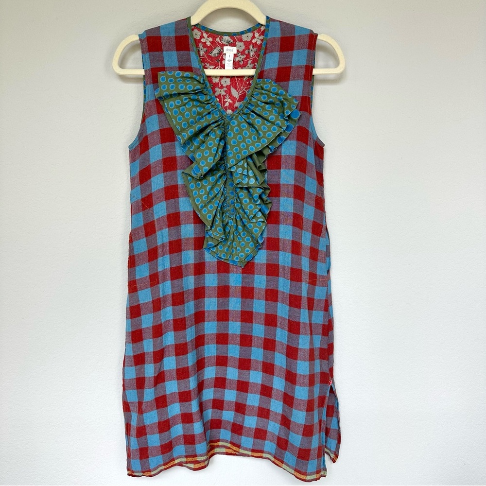 Dosa Colorful Ruffle Neck Dress with Pockets Size 1 XS / S
